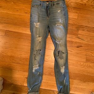 High rise super skinny ripped jeans